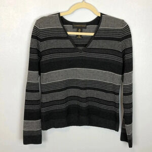 Classiques Entier Women’s M 100%Pure Wool Stripe V-Neck Sweater
